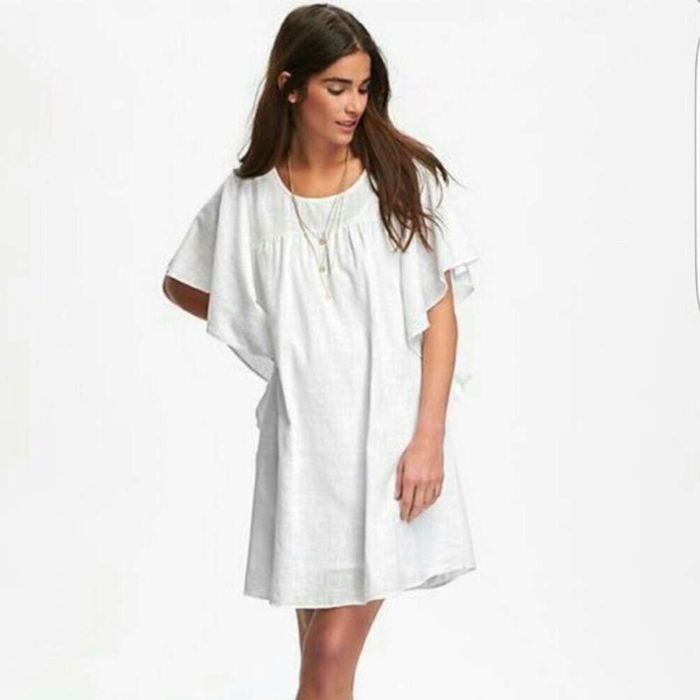 NWT Old Navy White Sheer Flutter Sleeve Dress, Size Medium - Picture 1 of 13